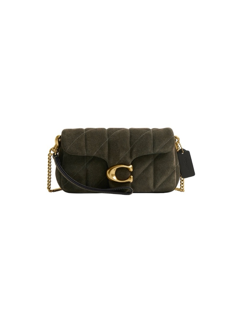 Coach Tabby Mini Quilted Suede Crossbody Bag 19 (Brass/Olive)